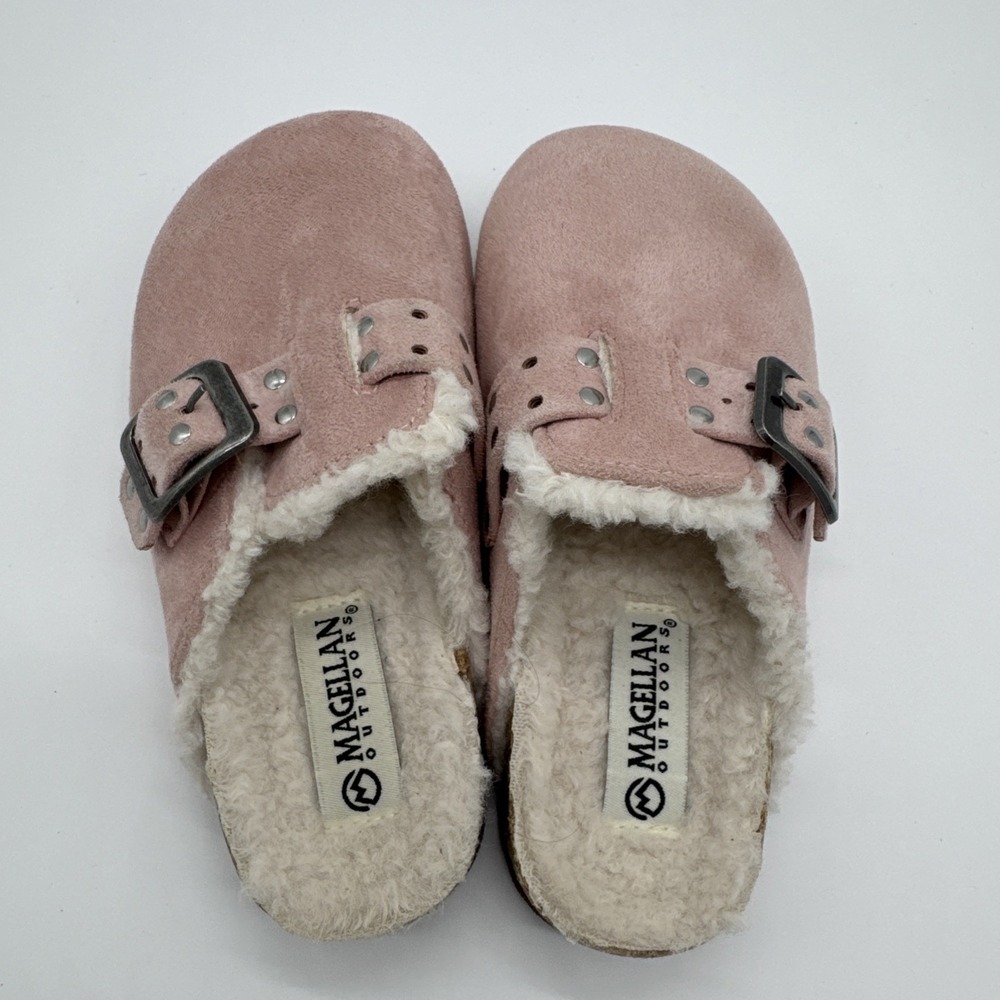 Magellan Girls Pink Suede Buckle Fashion Clogs 11D Worn Once